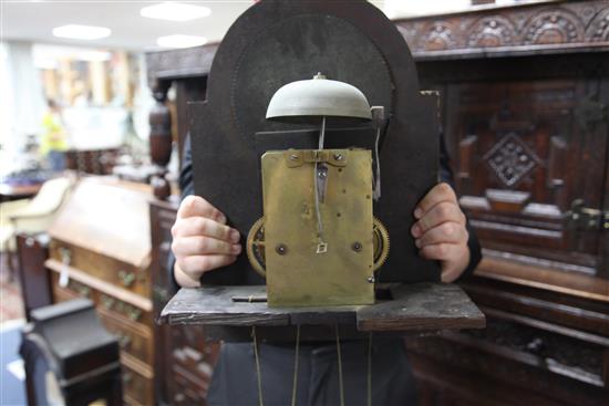 An early 19th century oak eight day longcase clock, 7ft 1in.